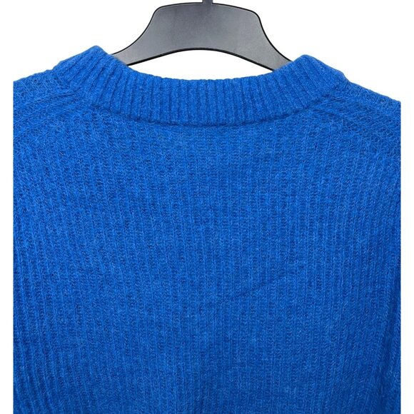 Everlane Women Blue Crewneck Sweater Alpaca Wool Merino Ribbed Knit Design Small - Picture 8 of 11